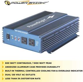 img 1 attached to ⚡ PowerBright 24V Pure Sine Power Inverter 600W - True Sine Continuous 24V DC to 120V AC for Emergencies, Hurricanes, Storm Outages, and Portable Power Stations