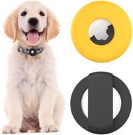 🐾 ursoq 2 pack silicone anti-lost pet loop holder for airtag 2021 - yellow & black: lightweight, soft, anti-scratch, anti-dropping | dog cat collar silicone case compatible with air tag logo