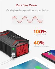 img 3 attached to 300W Pure Sine Wave Power Inverter Car Adapter DC 12V to AC 110V by BESTEK, with Dual Smart USB Ports (4.2A)