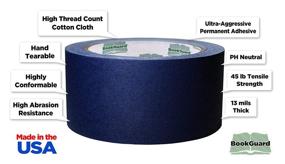 img 3 attached to 📚 BookGuard 2" Premium Cloth Bookbinding Repair Tape - 15 Yard Roll, Navy Blue: Reliable and Durable Solution