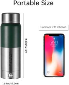 img 2 attached to 🍵 Portable Electric Kettle and Insulated Stainless Steel Bottle - 2 in 1 Travel Companion for 12 Hours Hot & Cold Drinks (Microboil, Double Wall, BPA Free, Leak Proof) - 300ml/10oz - Green