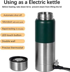 img 1 attached to 🍵 Portable Electric Kettle and Insulated Stainless Steel Bottle - 2 in 1 Travel Companion for 12 Hours Hot & Cold Drinks (Microboil, Double Wall, BPA Free, Leak Proof) - 300ml/10oz - Green