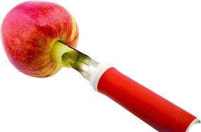 img 1 attached to 🍏 Efficient Microplane 2 in 1 Apple Corer & Peeler, Red: Simplify Your Apple Prep!