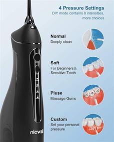 img 3 attached to Portable Rechargeable Cordless Dental Flosser for Teeth - Nicwell Water 4 Modes Oral Irrigator, IPX7 Waterproof Teeth Cleaner Picks with Powerful Battery Life for Home Travel (Black)