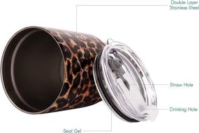 img 2 attached to Leopard Print 30 oz. Tumbler - Double Wall Stainless Steel Vacuum Insulated Travel Mug with Transparent Lid and Straw - Ideal for Home, Office, School, Hot or Cold Drinks