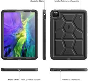 img 3 attached to 🐢 TurtleSkin Series Poetic Case for Apple iPad Pro 11 2020 & 2018 - Heavy Duty Shockproof, Silicone Bumper, Kid-Friendly Protective Cover, Black