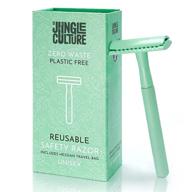 🌿 jungle culture metal safety razor: reusable eco-friendly razor for men & women, zero waste beauty solution with travel bag, fits all double edge blades, ideal for body & face logo