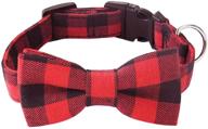 🐶 maler dog collar with bowtie - classic plaid pattern, durable buckle collar for small, medium, large dogs and puppies logo