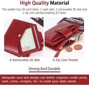 img 2 attached to Dyeek Women Genuine Leather Wallet: Luxurious Wine Red Short Wallet with Large Capacity and Multiple Card Slots