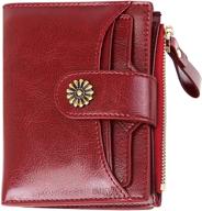 dyeek women genuine leather wallet: luxurious wine red short wallet with large capacity and multiple card slots logo