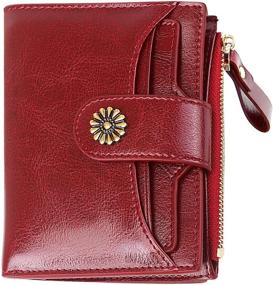 img 4 attached to Dyeek Women Genuine Leather Wallet: Luxurious Wine Red Short Wallet with Large Capacity and Multiple Card Slots