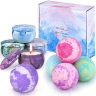 🛀 5 color large bubble bath and 4pcs scented candles gift set for women - perfect christmas present, fizzy spa with natural essential oils for moisturizing skin - ideal gifts for mom, love, friends logo