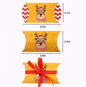 img 3 attached to 🎁 CCINEE Christmas Pillow Boxes: Festive Xmas Candy Boxes with Red Ribbon Ties, Santa Elk Gift Card Holder - Party Supplies (50PCS)