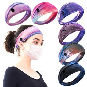 img 4 attached to 🌌 Milk Silk Starry Sky Button Headbands - 6pcs Non Slip Elastic Hair Accessories in 6 Colors for Active Outdoor Activities