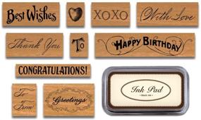 img 1 attached to Cavallini Rubber Stamps Greetings Set with Ink Pad