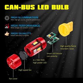 img 3 attached to 🔴 Alla Lighting BA15S Bayonet 3497 1156 CANBUS LED Bulbs - Enhanced Red Turn Signal Lights, Easy Plugin-and-Play 7506 199 1073 CAN Bus Error-FREE 12V