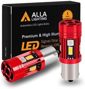 img 4 attached to 🔴 Alla Lighting BA15S Bayonet 3497 1156 CANBUS LED Bulbs - Enhanced Red Turn Signal Lights, Easy Plugin-and-Play 7506 199 1073 CAN Bus Error-FREE 12V