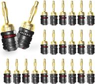 🔌 позолоченные безопасные колодки динамиков premium 24k gold plated - banana plugs rockrix для колонок (12 пар / 24 шт.) логотип