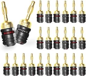 img 4 attached to 🔌 Позолоченные безопасные колодки динамиков Premium 24K Gold Plated - Banana Plugs ROCKRIX для колонок (12 пар / 24 шт.)