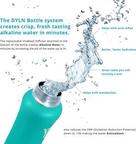 img 2 attached to 💧 DYLN 40 oz Alkaline Water Bottle: Long-lasting Premium Water, 9+ pH, 24-Hour Cold Retention, Stainless Steel, Wide Mouth Cap, Aqua Teal