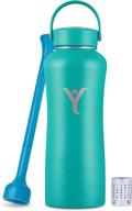 💧 dyln 40 oz alkaline water bottle: long-lasting premium water, 9+ ph, 24-hour cold retention, stainless steel, wide mouth cap, aqua teal logo