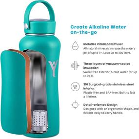 img 3 attached to 💧 DYLN 40 oz Alkaline Water Bottle: Long-lasting Premium Water, 9+ pH, 24-Hour Cold Retention, Stainless Steel, Wide Mouth Cap, Aqua Teal