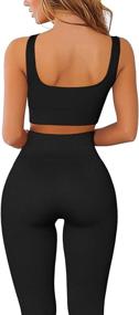 img 3 attached to 👯 FAFOFA Ribbed Workout Outfits: Stylish and Seamless 2 Piece Sport Bra & Yoga Leggings Sets for Women