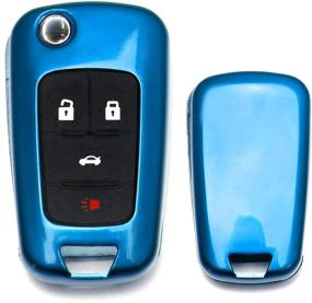 img 4 attached to IJDMTOY (1) Exact Fit Glossy Blue Smart Key Fob Shell Cover Compatible With Chevrolet GMC 3 4 Or 5 Buttons Folding Key Fob (Camaro Cruze Malibu SS Spark Volt