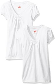 img 1 attached to 👚 Hanes Little Girls' Shirred V-Neck Tee (2-Pack)