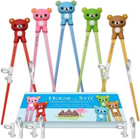 img 4 attached to Premium Quality House of Stix Training Chopsticks Set - 5 Pairs for Kids, Adults, and Beginners with Attachable Learning Chopstick Helper - Right or Left Handed