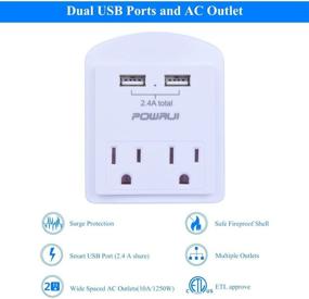 img 3 attached to 🔌 Сетевое зарядное устройство POWRUI с защитой от скачков напряжения и держателем для телефона - USB-выход 2.4A, 1080 Дж, белый (2 шт)