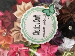 img 3 attached to 💐 Chenkou Craft Mix 40pcs 28mm(1 1/8") Satin Ribbon Flower Bows with Rhinestone Wedding Ornament Appliques