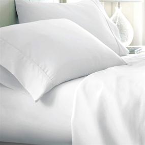 img 4 attached to 🛏️ Queen-Size Egyptian Cotton Sheets - Luxury 800 Thread Count White Bedding, Hotel-Grade 4 Piece Sateen Weave Sheet Set, Silky Smooth Long Staple Cotton, 16" Deep Pocket with Elasticized Edges