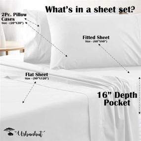 img 3 attached to 🛏️ Queen-Size Egyptian Cotton Sheets - Luxury 800 Thread Count White Bedding, Hotel-Grade 4 Piece Sateen Weave Sheet Set, Silky Smooth Long Staple Cotton, 16" Deep Pocket with Elasticized Edges