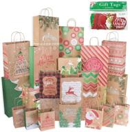 christmas gift bags set: 24 kraft bags in assorted sizes with 60-count gift tags - bulk pack, including 6 xl, 6 large, 6 medium, 6 small bags logo