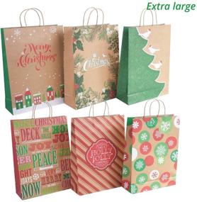 img 1 attached to Christmas Gift Bags Set: 24 Kraft Bags in Assorted Sizes with 60-Count Gift Tags - Bulk Pack, Including 6 XL, 6 Large, 6 Medium, 6 Small Bags