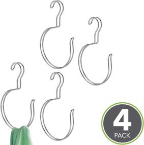 img 3 attached to 🔗 mDesign Large Accessory Metal Loop Hooks for Ties, Belts, Scarves, Shawls, Pashminas - Closet Hanger Organizer - Pack of 4 - Chrome