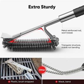 img 3 attached to 🔥 Premium Grill Brush and Scraper: TREBLEWIND Durable Handle, Safe Wire Stainless Steel Cleaning Kit for Porcelain/Weber Gas/Charcoal Grills