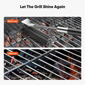 img 1 attached to 🔥 Premium Grill Brush and Scraper: TREBLEWIND Durable Handle, Safe Wire Stainless Steel Cleaning Kit for Porcelain/Weber Gas/Charcoal Grills