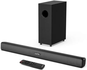 img 4 attached to 🔊 29-Inch Sound Bar with Subwoofer for TV, Deep Bass Soundbar 2.1 CH Home Audio Surround Sound Speaker System with Bluetooth 5.0, Ideal for PC Gaming, Wired Opt/Aux/Coax Connection, Mountable