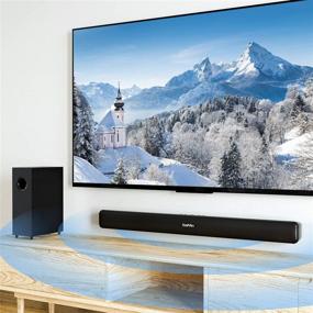 img 2 attached to 🔊 29-Inch Sound Bar with Subwoofer for TV, Deep Bass Soundbar 2.1 CH Home Audio Surround Sound Speaker System with Bluetooth 5.0, Ideal for PC Gaming, Wired Opt/Aux/Coax Connection, Mountable