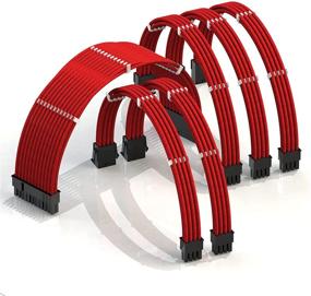 img 4 attached to 🔥 Enhance Your PC's Aesthetics with LINKUP 30cm PSU Cable Extension Sleeved Custom Mod - RTX3090 Compatible - Red