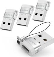 🔌 usb c female to usb male adapter 4 pack - конвертер type c в usb a для зарядки magsafe, ноутбуков, банков питания, зарядок - ipad air 4, iphone 11/12 pro max, samsung galaxy s20 - серебро логотип