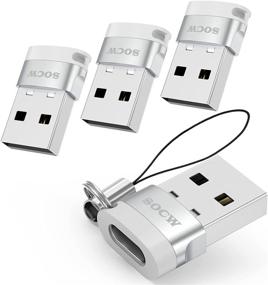 img 4 attached to 🔌 USB C Female to USB Male Adapter 4 Pack - Конвертер Type C в USB A для зарядки MagSafe, ноутбуков, банков питания, зарядок - iPad Air 4, iPhone 11/12 Pro Max, Samsung Galaxy S20 - серебро