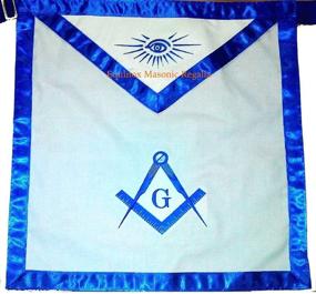 img 1 attached to 👑 Masonic Master Mason Apron - 16x16" White Cloth with Machine Embroidery & 1" Royal Blue Satin Borders, by Equinox Masonic Regalia