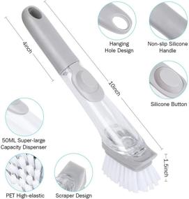 img 2 attached to 🧽 Optimized Dishwashing Brush with Soap Dispenser, Kitchen Cleaning Sponge Handle, & Three Sponges - Ideal for Efficient Kitchen Cleaning