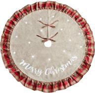 🎄 48-inch red and black plaid ruffle edge linen burlap christmas tree skirt - large xmas tree skirts for holiday party decorations and christmas decor logo