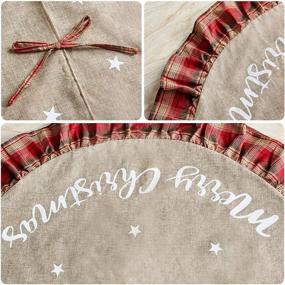 img 1 attached to 🎄 48-inch Red and Black Plaid Ruffle Edge Linen Burlap Christmas Tree Skirt - Large Xmas Tree Skirts for Holiday Party Decorations and Christmas Decor