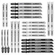 🔪 horusdy 25-piece t shank jig saw blade set: hss/bim/hcs blades for efficient wood, plastic, and metal cutting logo