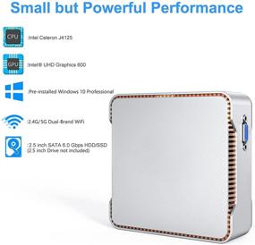 img 2 attached to 💻 Small Portable Desktop Computer with Windows 10 (8GB RAM/256GB M.2 SSD Storage) - Intel Celeron J4125, Expandable SATA Storage Up to 2T, supports Bluetooth & Wi-Fi and 4K